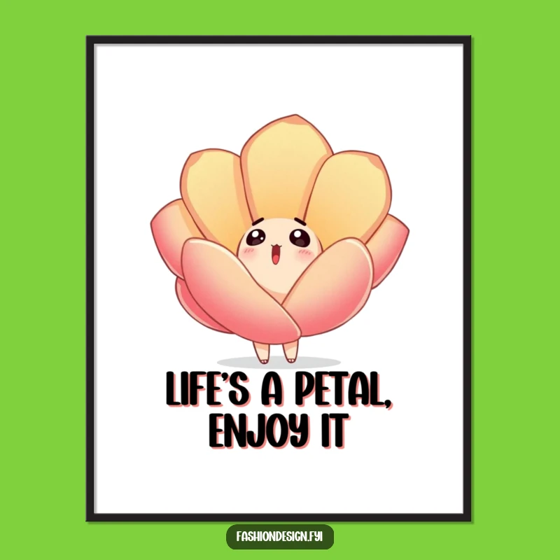 Funny Free Printable Wall Art: Surprised Character Petal Fall Humorous Downloadable Decor