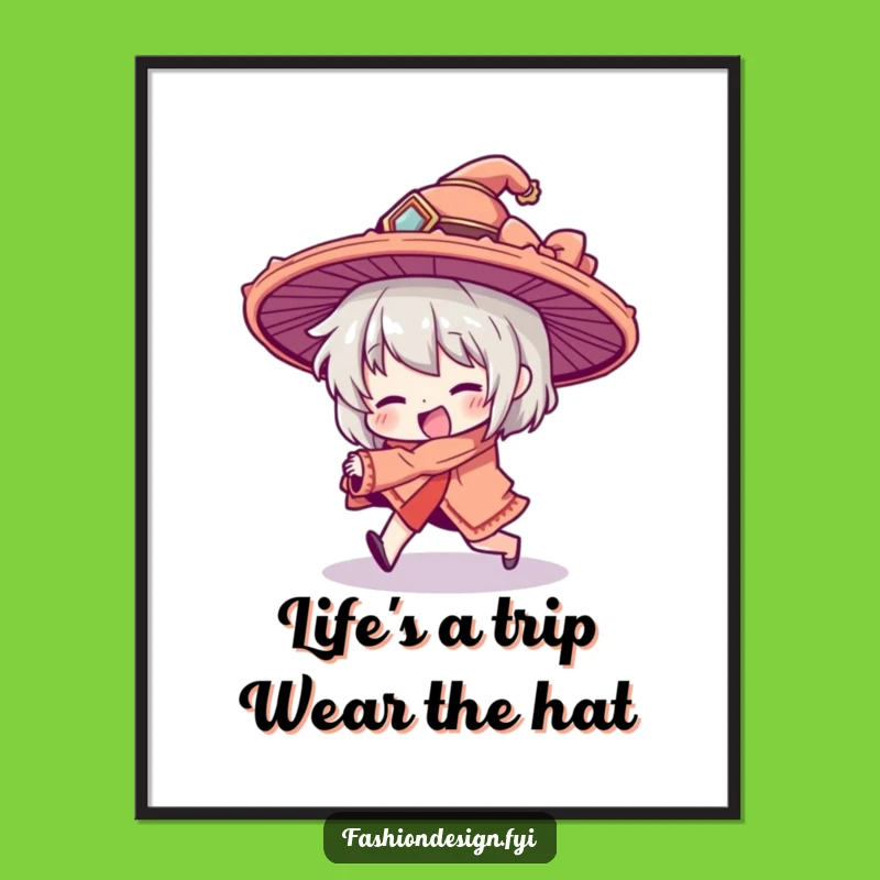 Free Printable Wall Art: Tripping Character Hat Humorous Decor Download