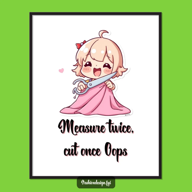 Funny Free Printable Wall Art: Playful Fabric Cutter, Downloadable Craft Decor