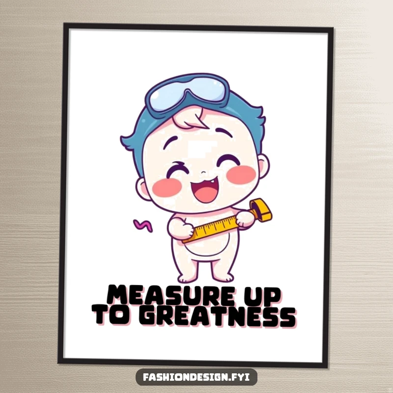 Funny Free Printable Wall Art of a character measuring with intense, happy focus, perfect for a whimsical room.