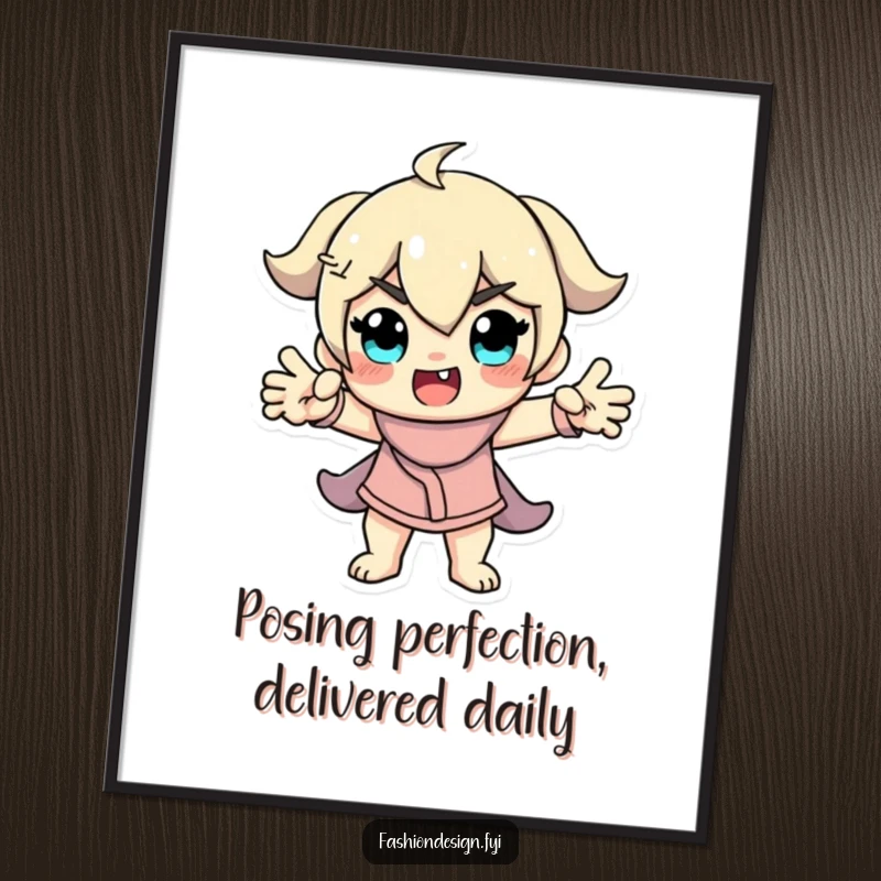 Funny Free Printable Wall Art: A playful model character strikes a dramatic, funny pose, adding flair to any room, downloadable art.