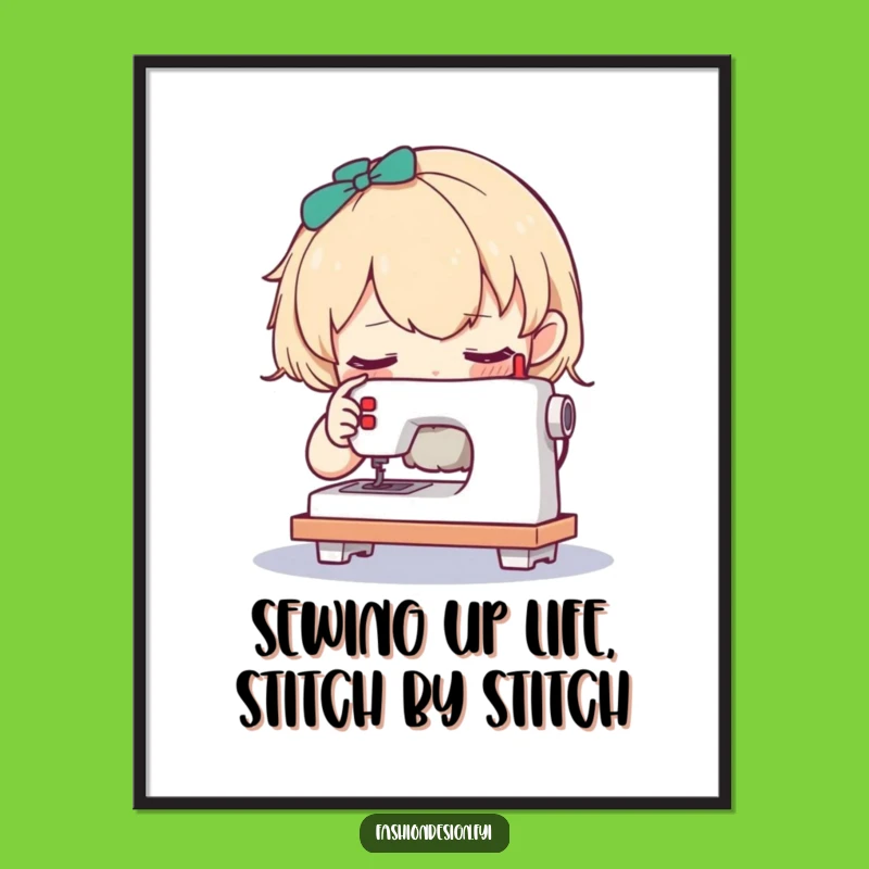 Funny Free Printable Wall Art: Character Sewing Machine Humor Downloadable Art