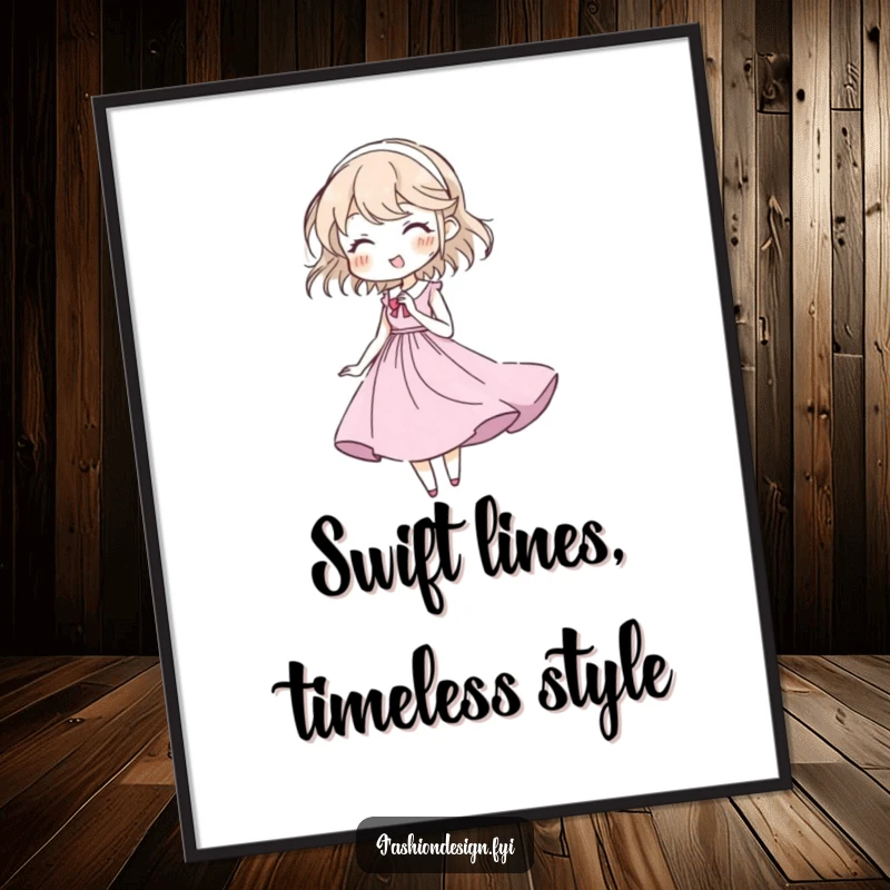 Funny Free Printable Wall Art: A character’s hands swiftly sketch a detailed, flowing gown, capturing the essence of high fashion with humor.