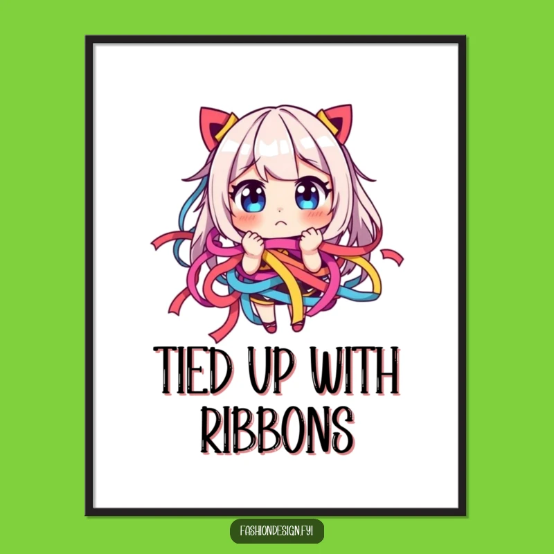 Funny Free Printable Wall Art: Ribbon Tangle Character Downloadable Decor for Whimsy