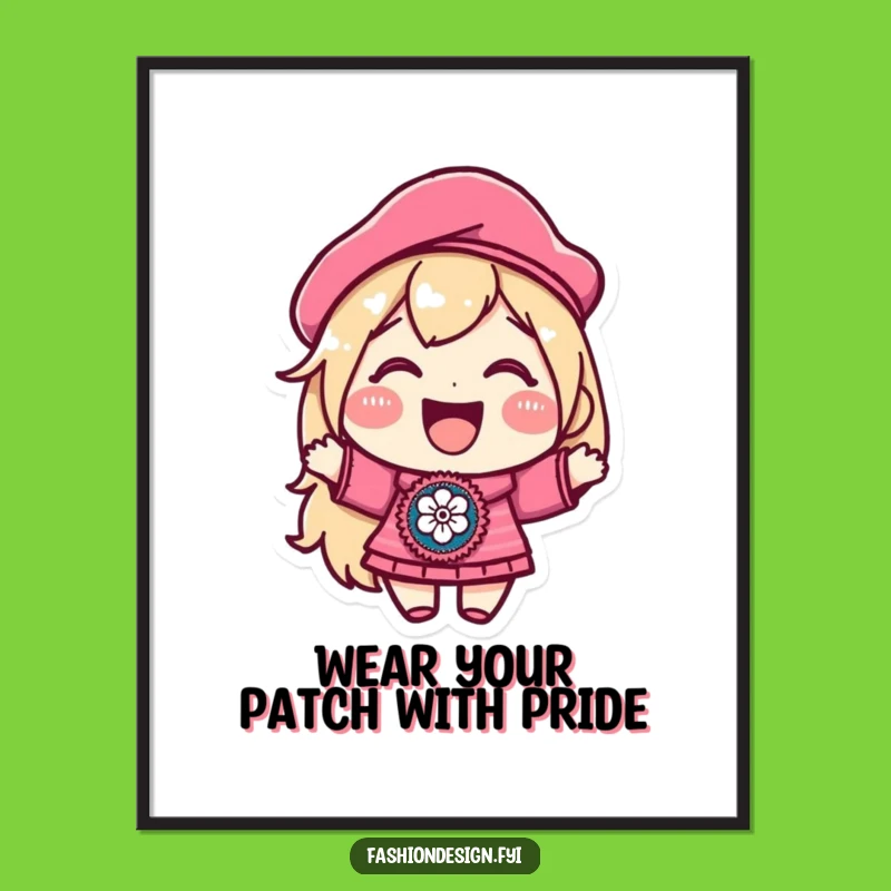 Funny Free Printable Wall Art: Beret Patch Character, Chic DIY Downloadable Decor