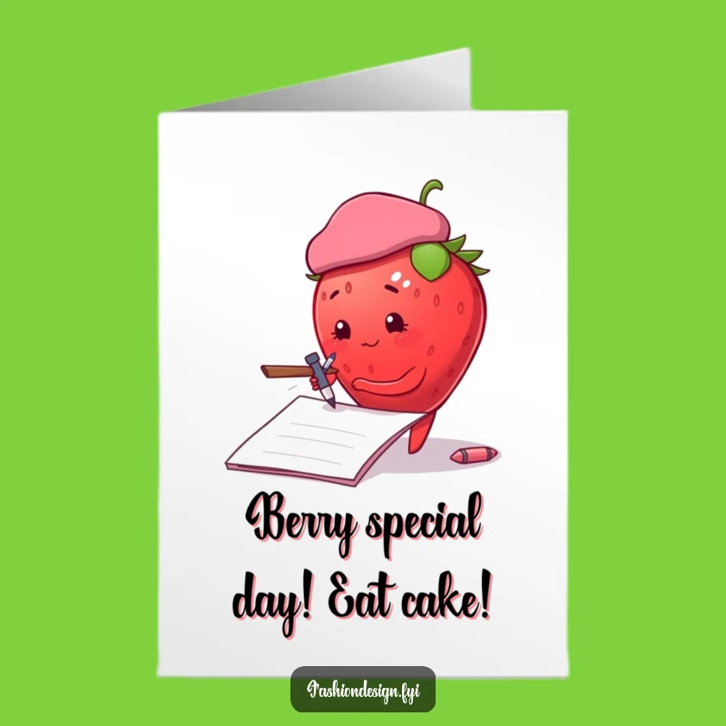Free Printable Artist Strawberry Beret Birthday Card - Funny Downloadable Gift