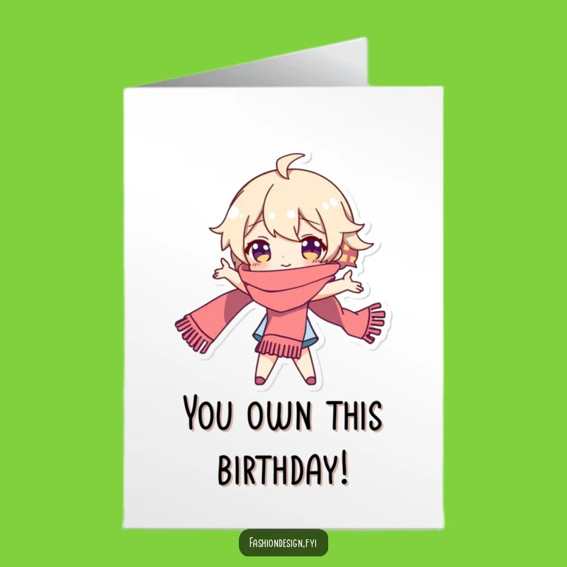 Free Printable Birthday Card: Dramatic Scarf Character for Fun