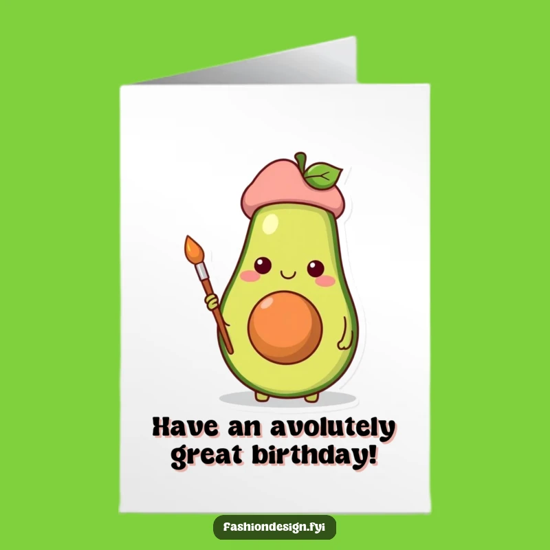 Free Printable Birthday Card: Funny Avocado Artist - Downloadable DIY Gift