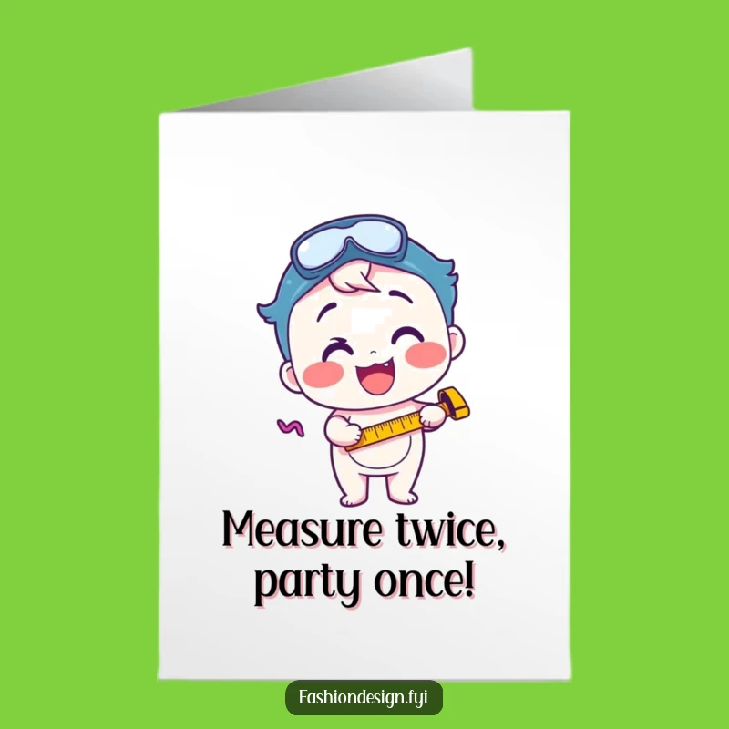 Free Printable Birthday Card: Funny Measuring Tape Excitement Character