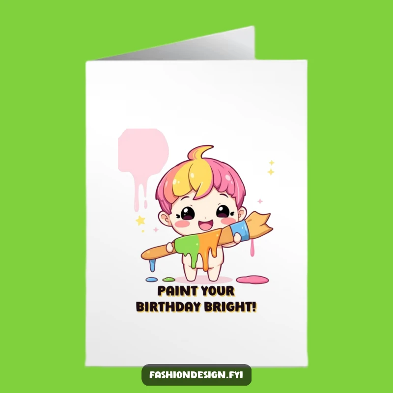 Free Printable Birthday Card: Rainbow Painter - Funny Downloadable Gift!