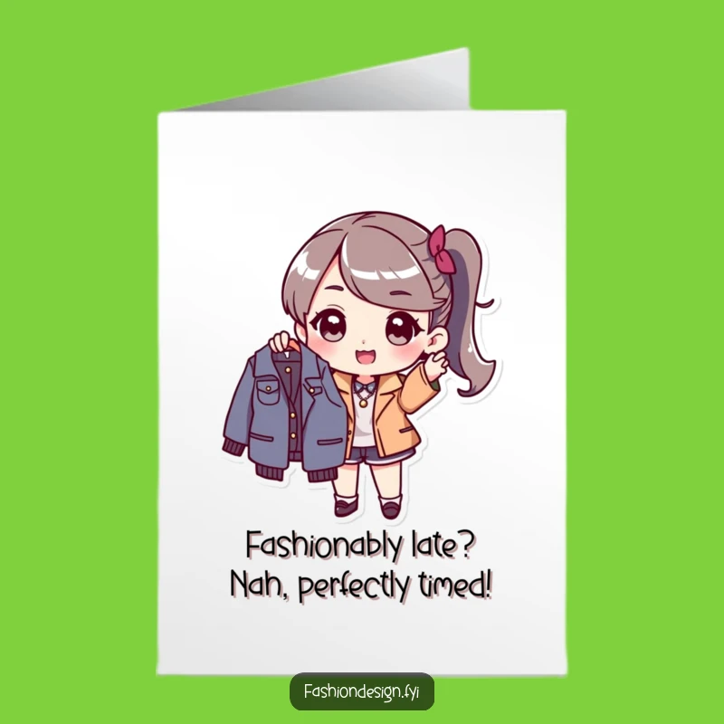 Free Printable Birthday Card: Stylish Character Fashionista Surprise - Funny Downloadable Gift
