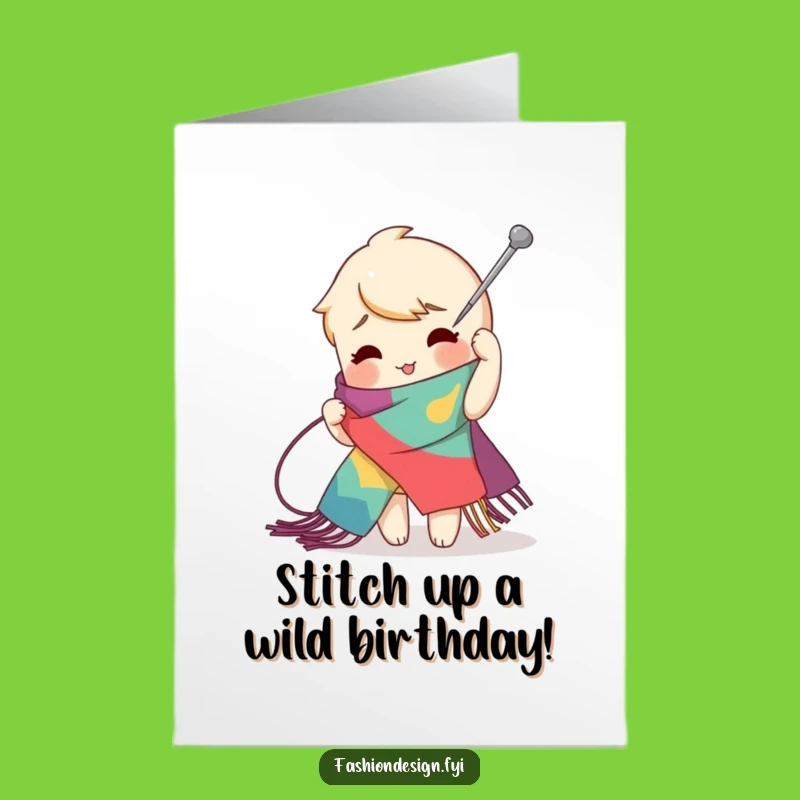 Free Printable Birthday Card: Zig-Zag Stitch Fun, Downloadable Gift