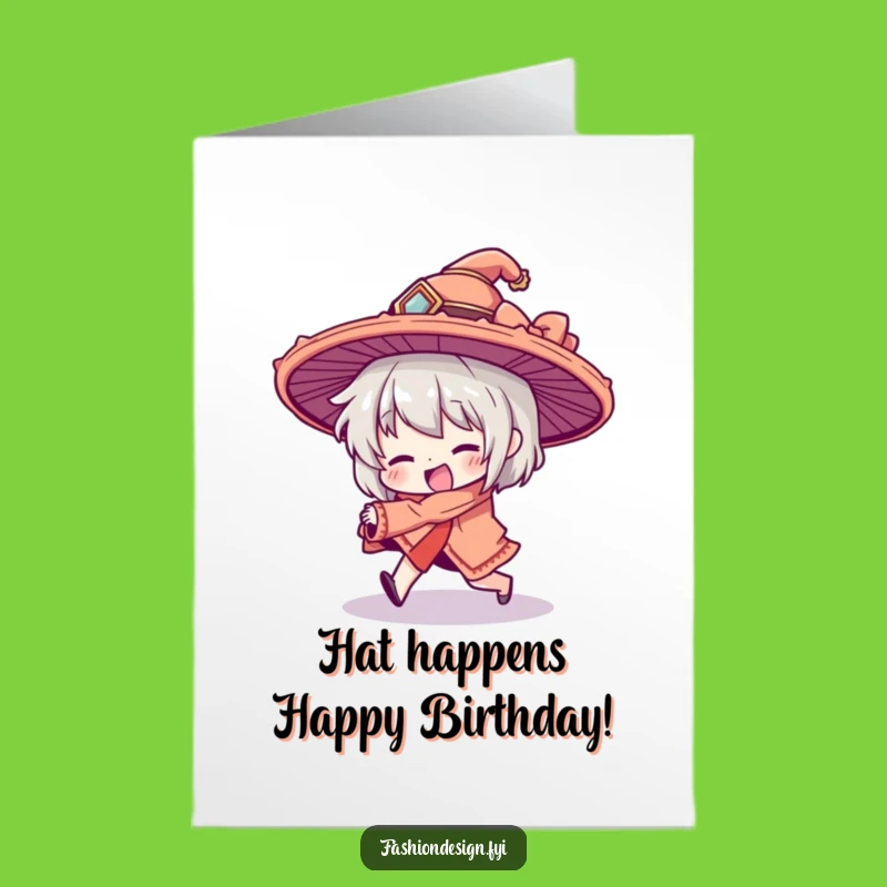 Free Printable Funny Birthday Card: Tripping Character Hat Gag Gift Download