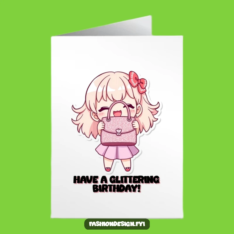 Free Printable Birthday Card: Glitter Handbag Fun, Downloadable Gift