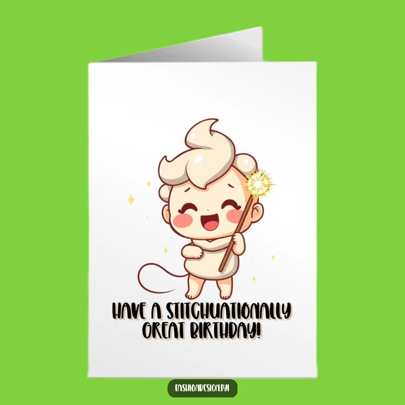 Free Printable Birthday Card: Sparkly Needle Stitching Joy Downloadable Gift