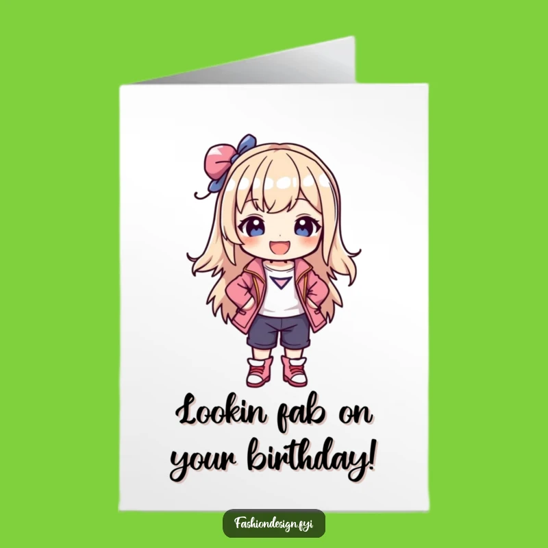 Free Printable Birthday Card: Stylish Fashionista Character, Funny Downloadable Gift