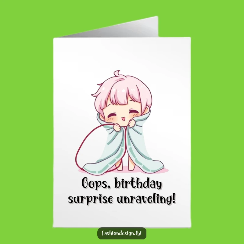 Free Printable Birthday Card: Funny Thread Unraveling Character, Hilarious DIY Downloadable Gift