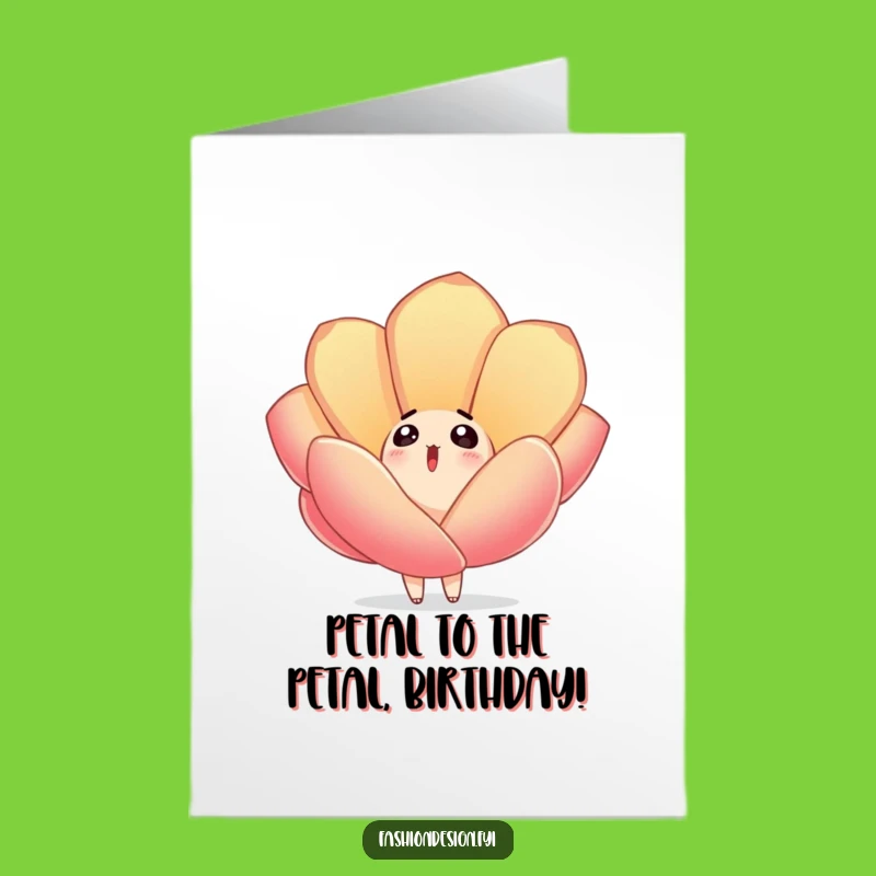 Free Printable Birthday Card: Surprised Character Petal Fall Funny Downloadable Greeting