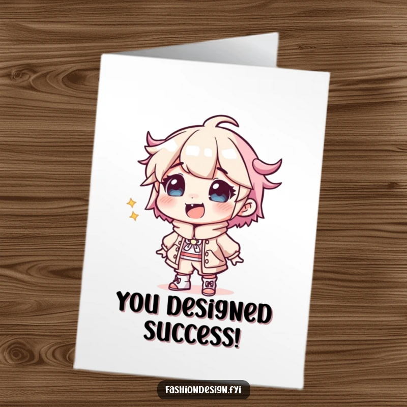 Funny Free Printable Congratulations Card: A designer giggles while sketching a hilariously wacky, trendsetting outfit.