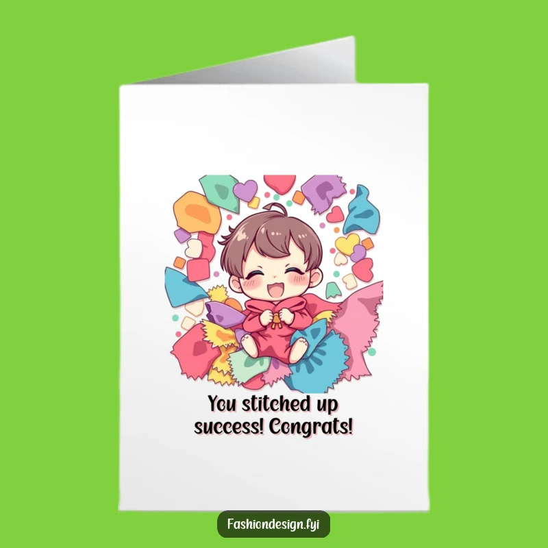 Free Printable Congrats Card: Giggling Crafter, Funny Scrap Fabric Design for Any Win