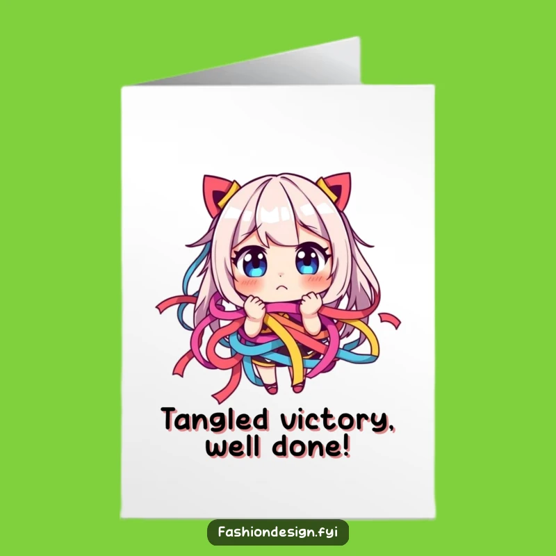 Free Printable Congrats Card: Ribbon Tangle Character for Celebrations Downloadable