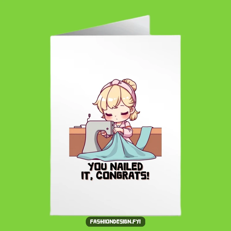 Free Printable Congratulations Card: Funny Seamstress Fabric Drape, Downloadable DIY Gift