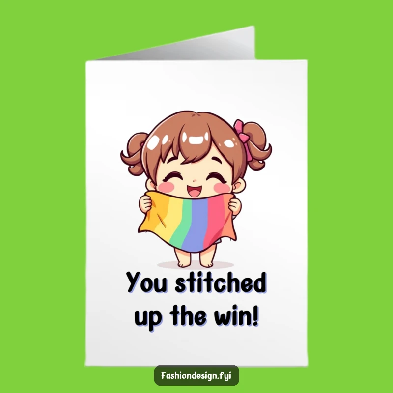 Free Printable Fabric Card: Funny Downloadable Congrats for a Colorful Achievement!