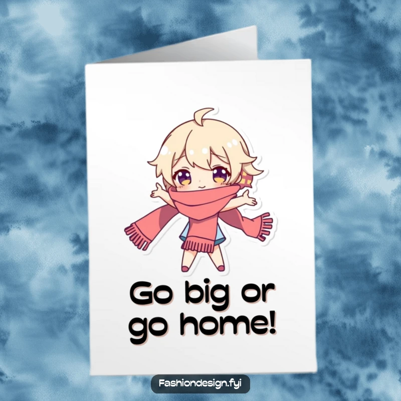 Funny Free Printable Congrats Card of a character posing dramatically, their long scarf flowing with flair.