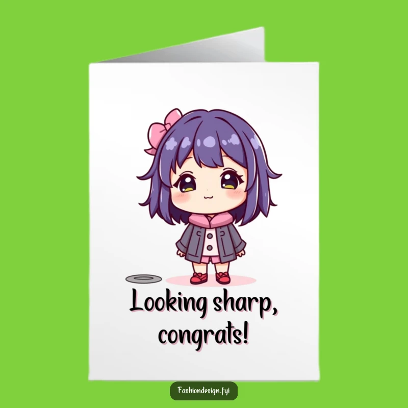 Free Printable Congrats Card: Beaming Character Fashion Triumph