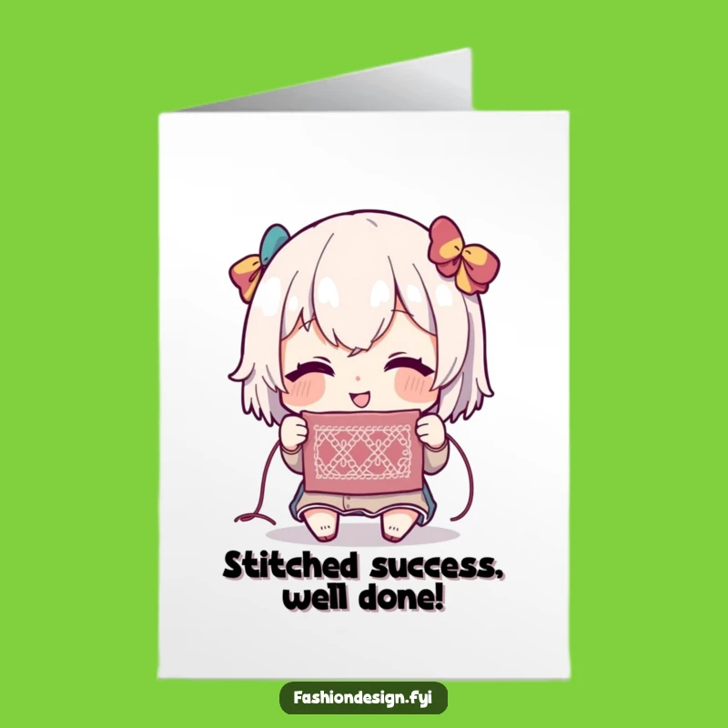 Free Printable Congrats Card: Intricate Stitch, Delighted Character, Downloadable DIY Gift