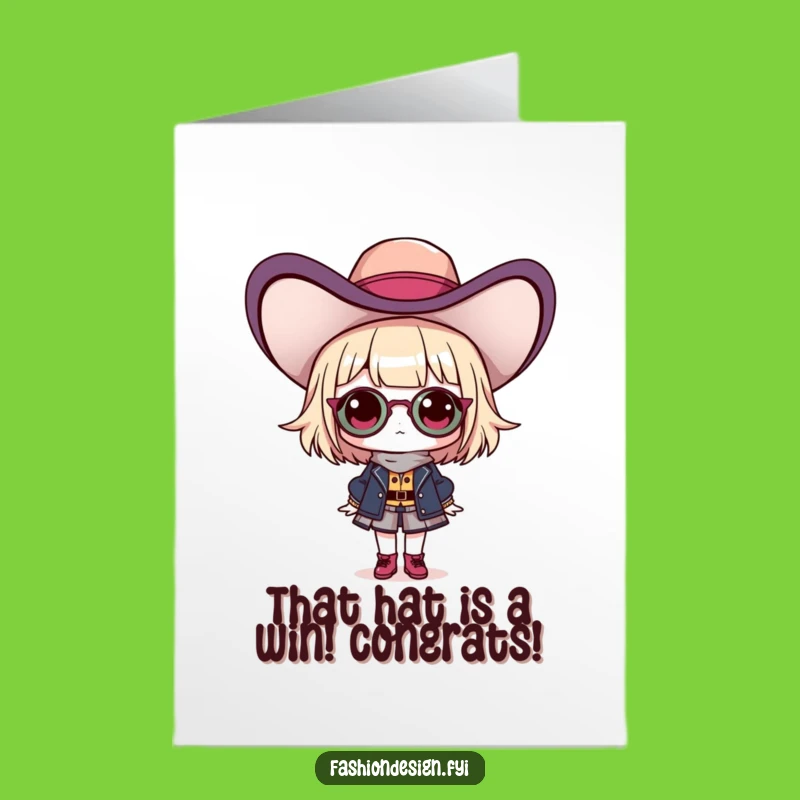 Free Printable Congrats Card: Fashionista Hat Triumph, Hilarious Downloadable Gift