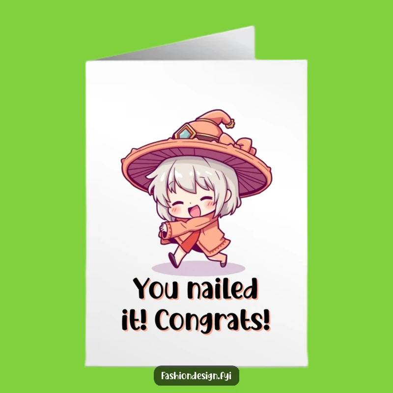 Free Printable Congrats Card: Tripping Character Hat Gag Gift Download