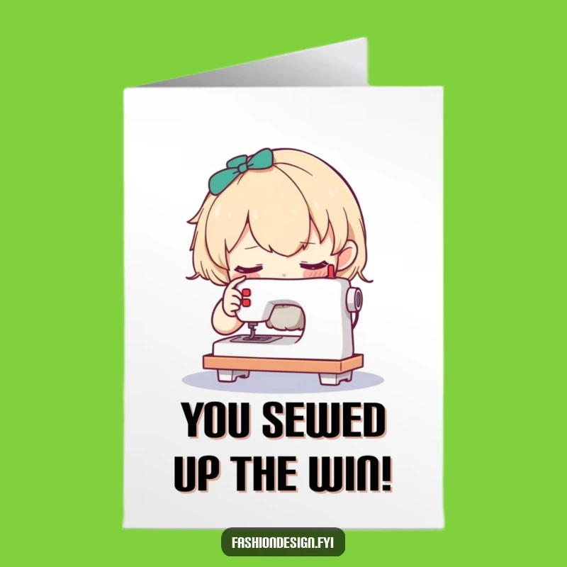 Free Printable Congrats Card: Curious Character Sewing Fun Downloadable Gift