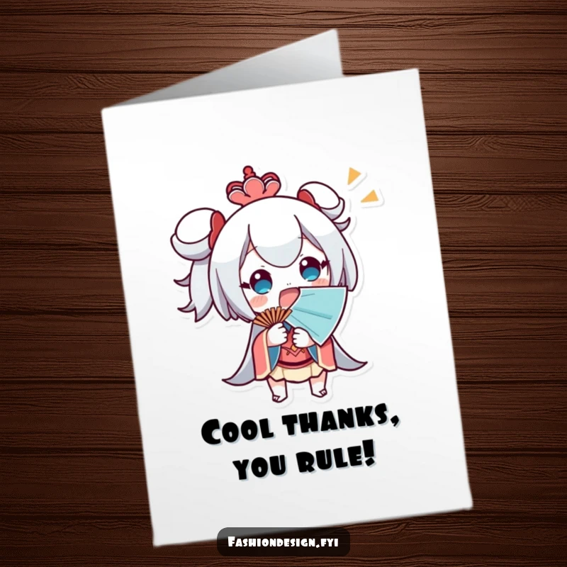 Funny Free Printable Thank You Card showing a surprised character fanning themselves intently, overcome with gratitude.