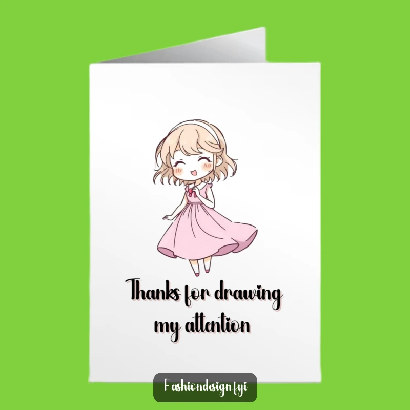 Free Printable Fashion Sketch Thanks Card: Funny Downloadable Gift for Artistic Gratitude!