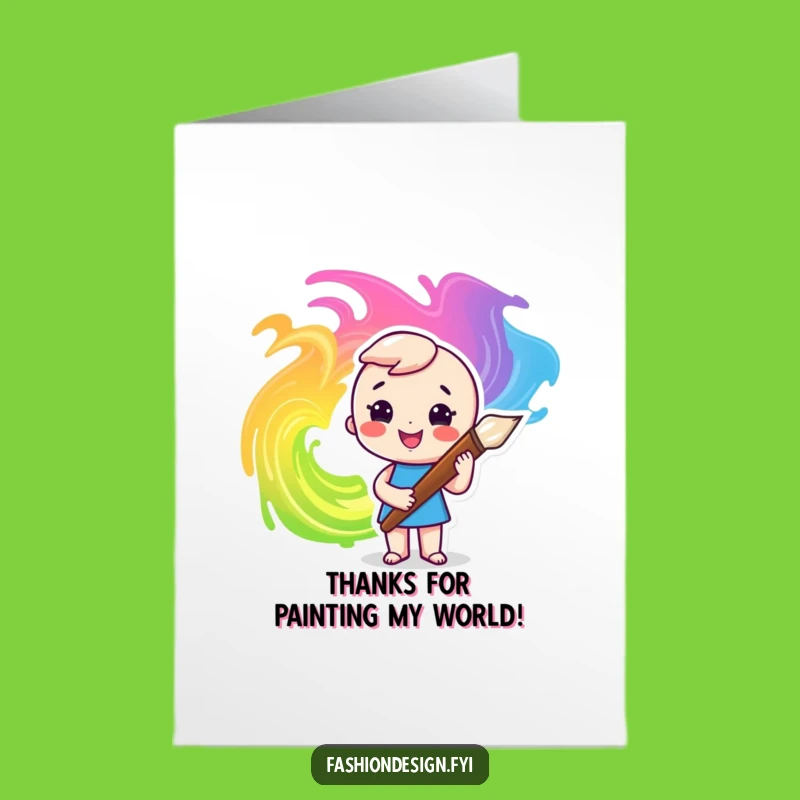 Free Printable Thank You Card: Artistic Thanks - Funny Paintbrush Swirls Downloadable Greeting
