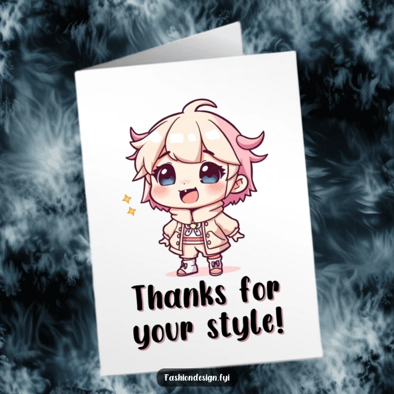 Funny Free Printable Thank You Card: A designer giggles while sketching a wonderfully wacky outfit, a gift of thanks.