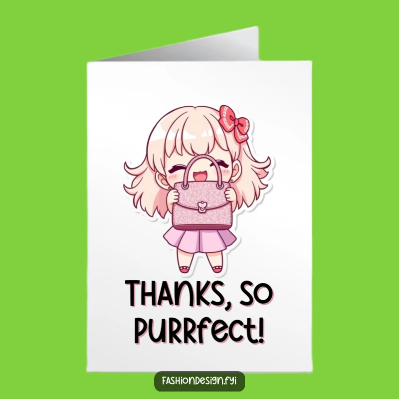 Free Printable Thank You Card: Glitter Handbag Style, Downloadable Gift