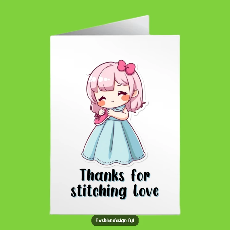 Free Printable Thank You Card: Happy Sewer Funny Character Downloadable Greeting Gift