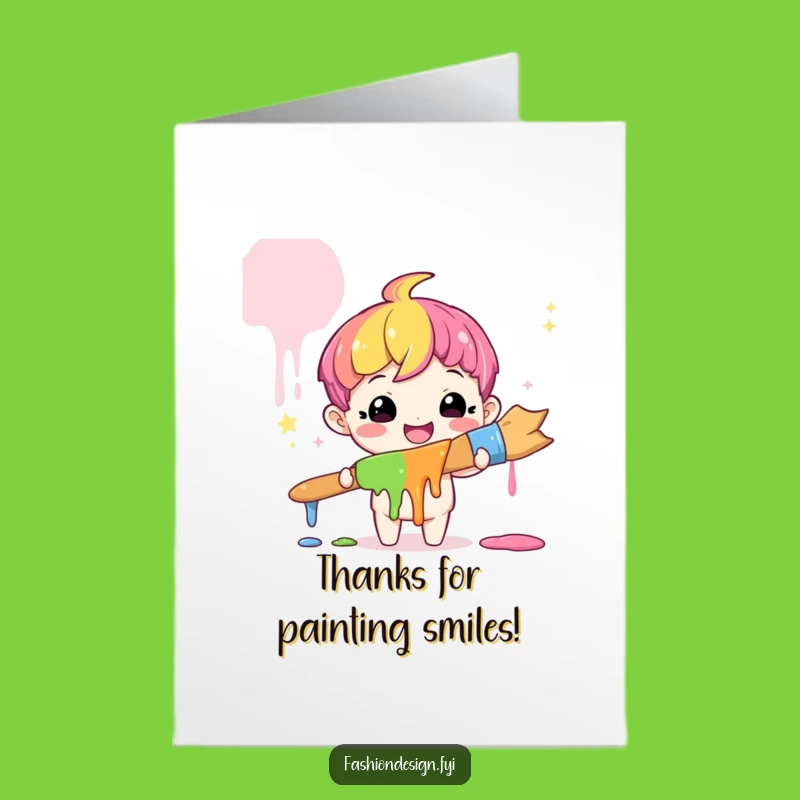 Free Printable Thank You Card: Rainbow Painter - Funny Downloadable Gift!
