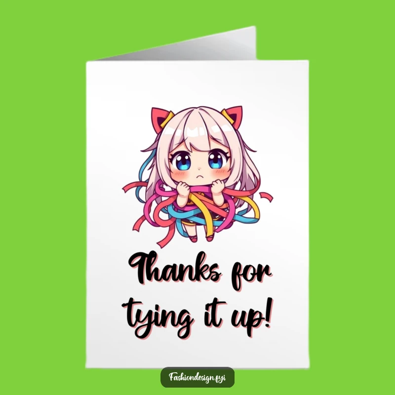 Free Printable Thank You Card: Ribbon Tangle Character DIY Gift Downloadable