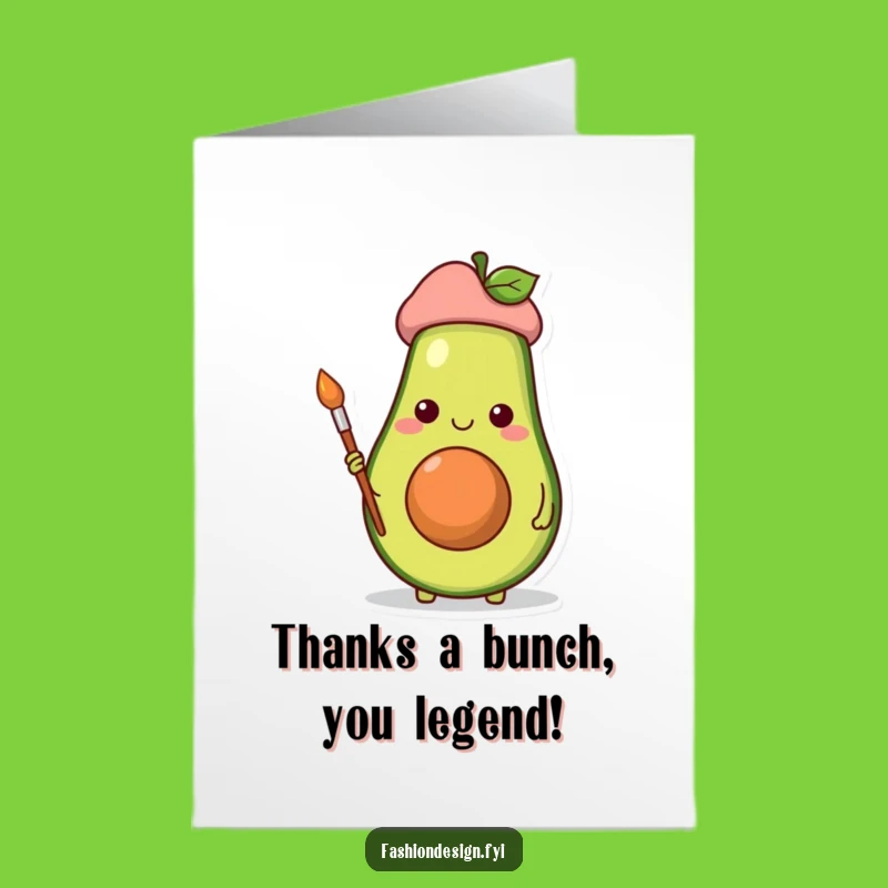 Free Printable Thank You Card: Funny Avocado Artist - Downloadable DIY Gift