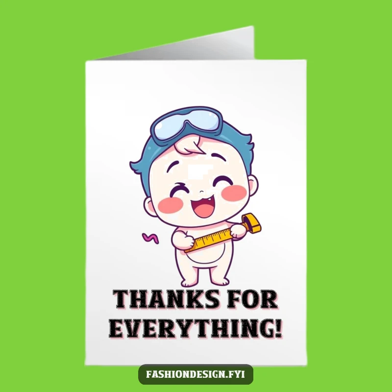 Free Printable Thank You Card: Excited Measuring Tape Character Appreciation