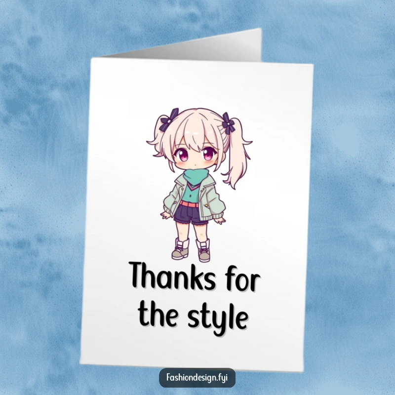 Funny Free Printable Thank You Card: Character confidently presenting a stylish outfit, expressing fashionable thanks.