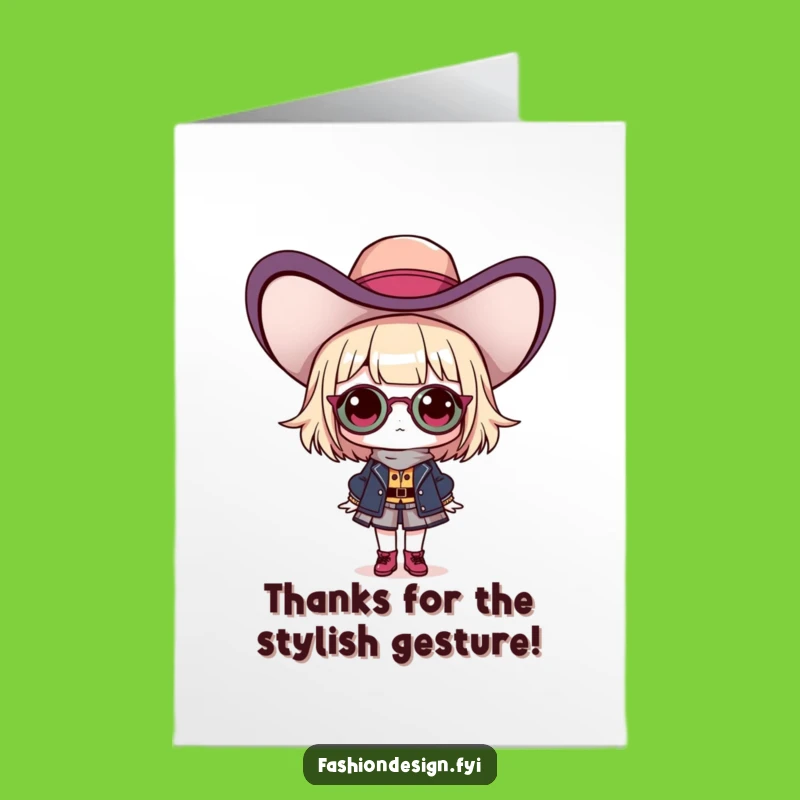 Free Printable Thank You Card: Fashionista Hat Flair, Funny Appreciation Gift