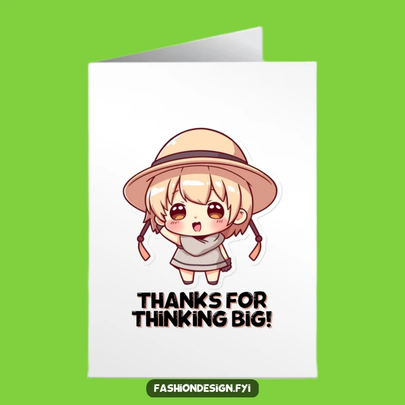 Free Printable Thank You Card: Funny Big Hat Character DIY Gift Downloadable