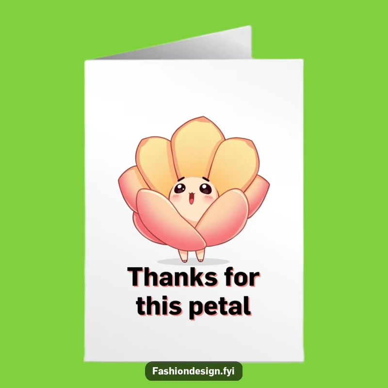 Free Printable Thank You Card: Surprised Character Petal Fall Funny Downloadable Greeting