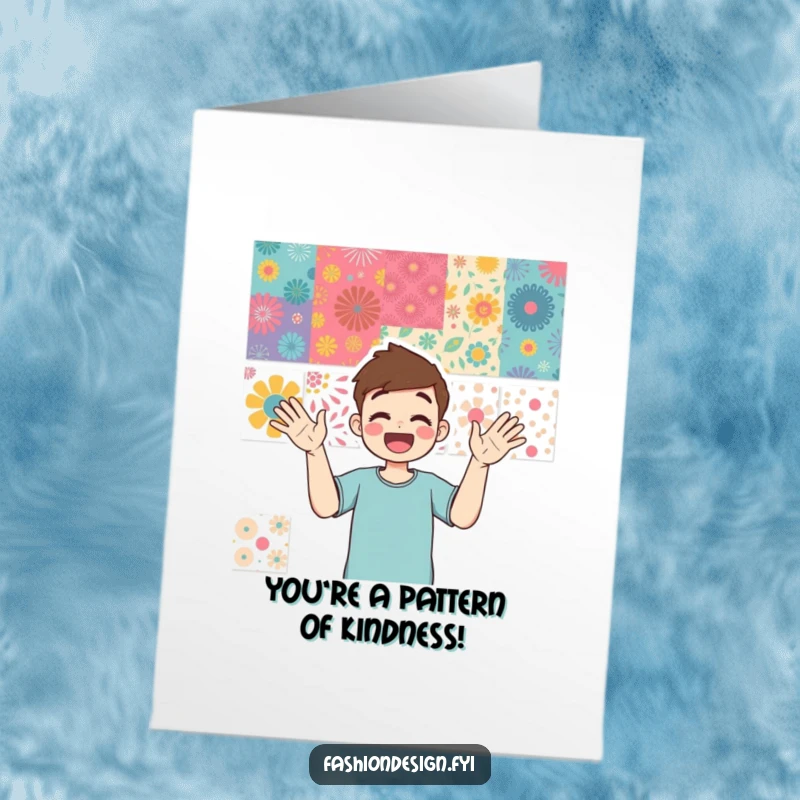 Funny Free Printable Thank You Card: Person enthusiastically pointing at a vibrant mood board, a creative DIY thank you.