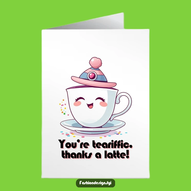 Free Printable Thank You Card: Giggling Teacup Glitter - Downloadable DIY Gift