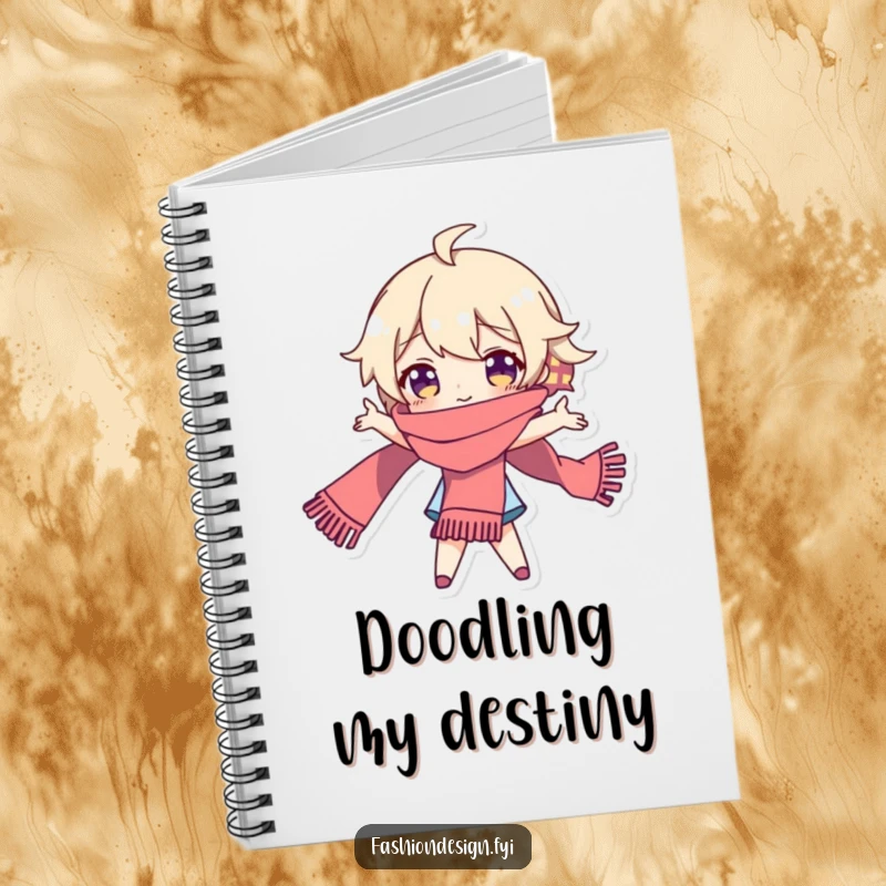 Funny notebook cover featuring a playful character dramatically posing with a long scarf, representing theatrical expression.